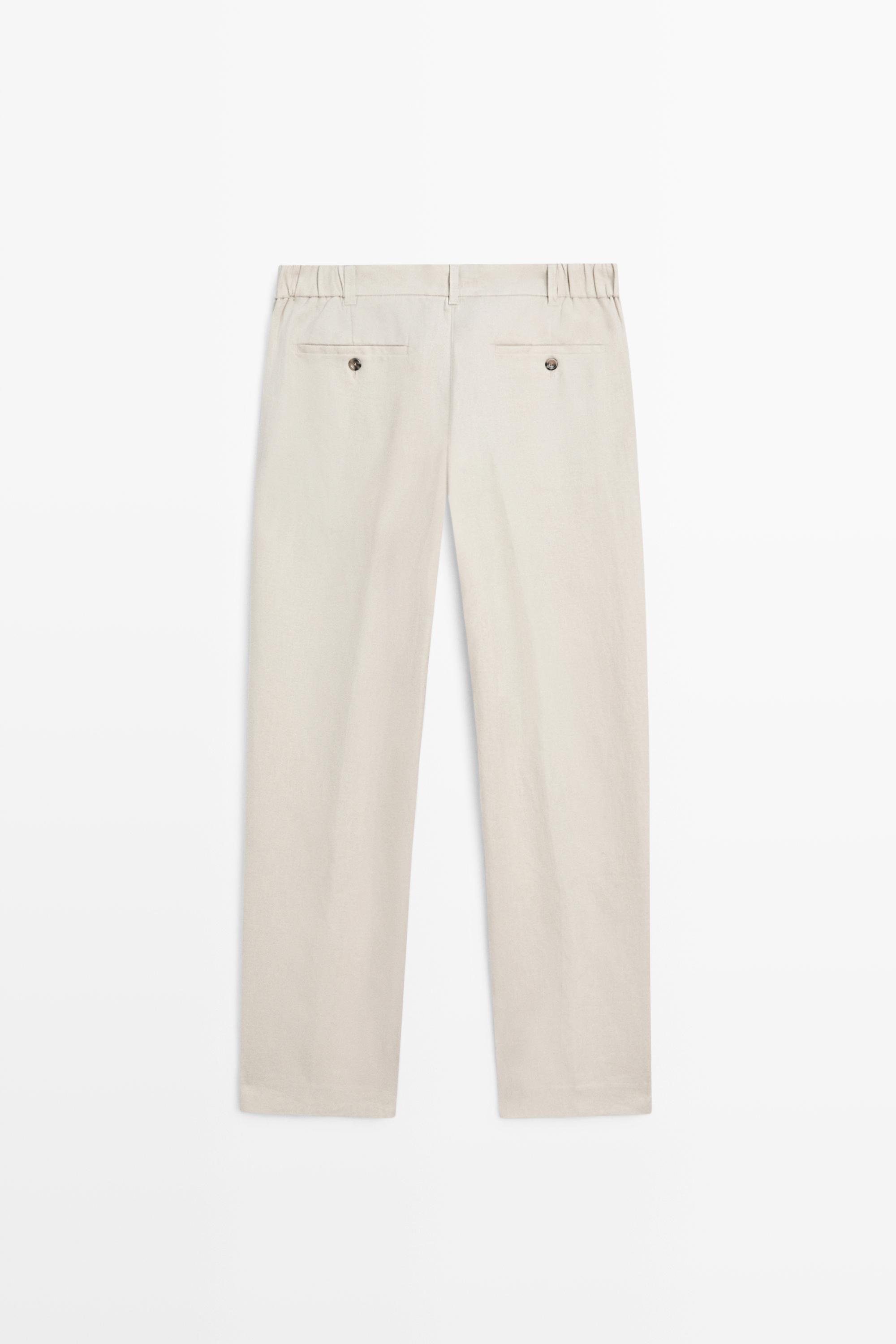 Pantalon tapered fit lin